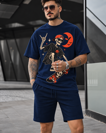 Skeleton Road Trip Halloween T-Shirt – Spooky Classic Car Tee