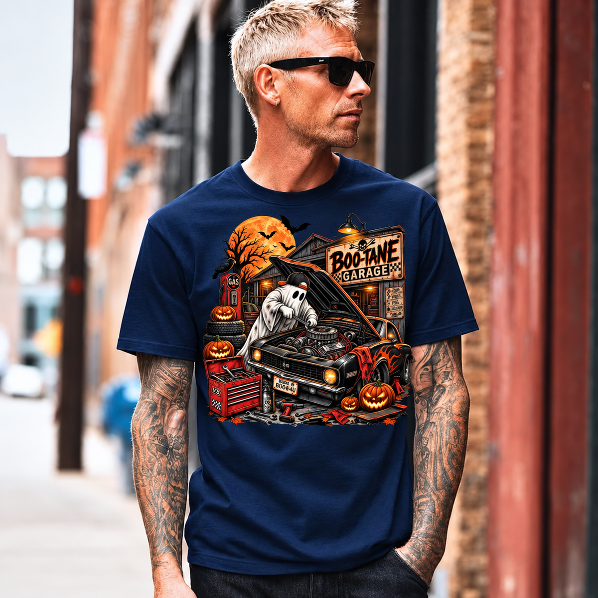 Ghost Mechanic Halloween T-Shirt – Spooky Garage Classic Car Tee