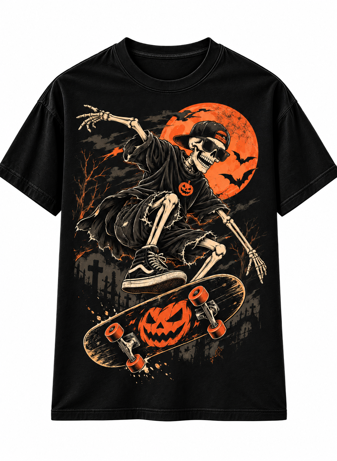 Skeleton Road Trip Halloween T-Shirt – Spooky Classic Car Tee