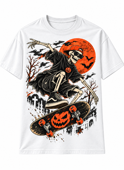 Skeleton Road Trip Halloween T-Shirt – Spooky Classic Car Tee