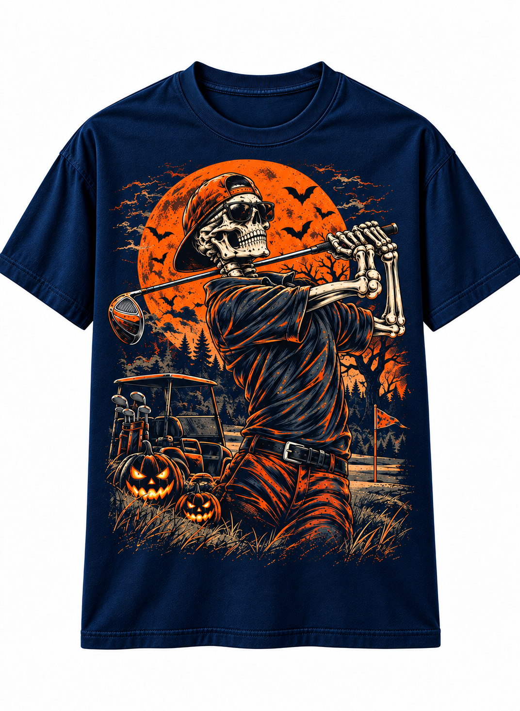 Skeleton Golfer Halloween T-Shirt – Spooky Vintage Golf Tee