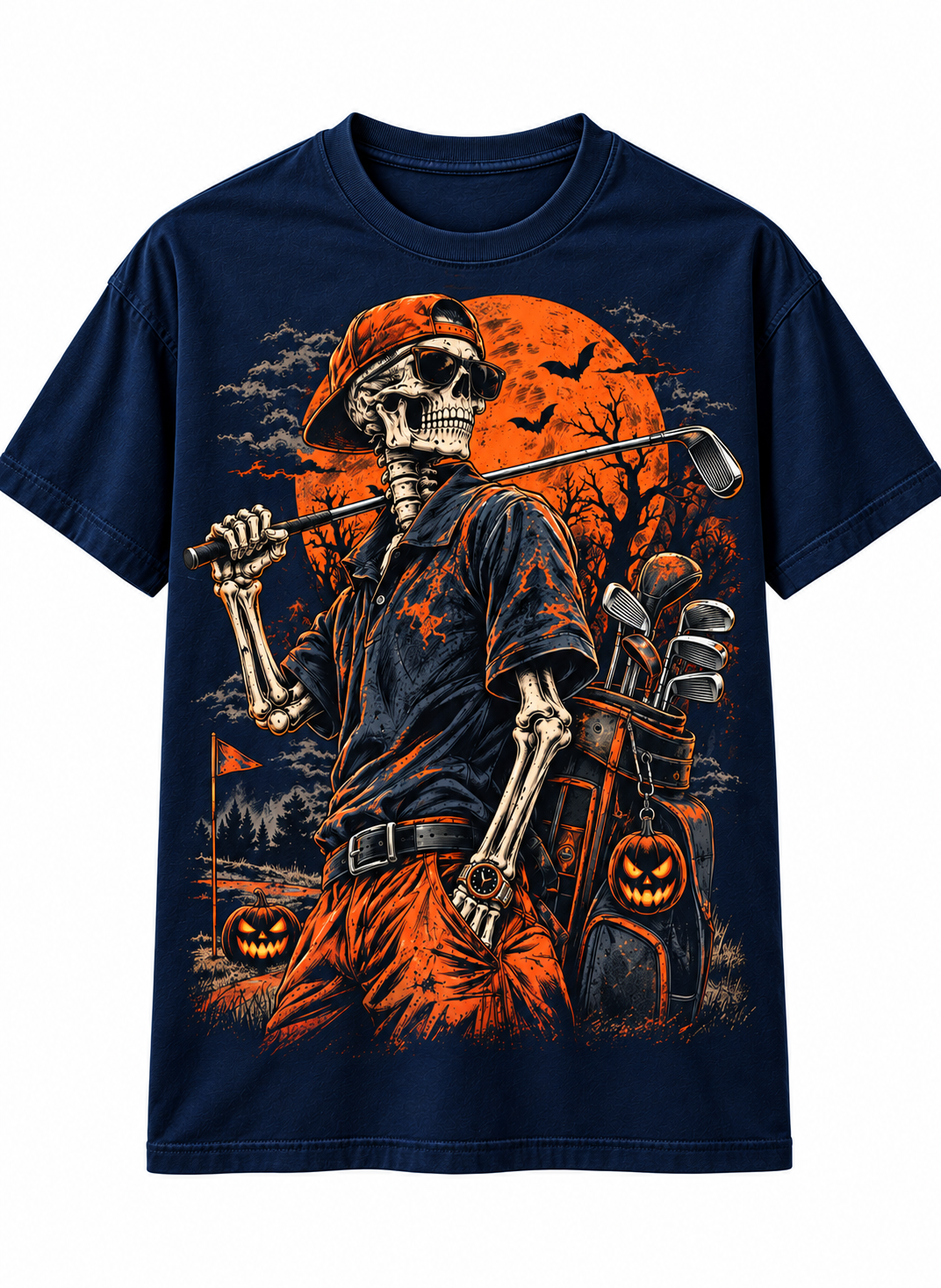Skeleton Golfer Halloween T-Shirt – Vintage Spooky Golf Tee