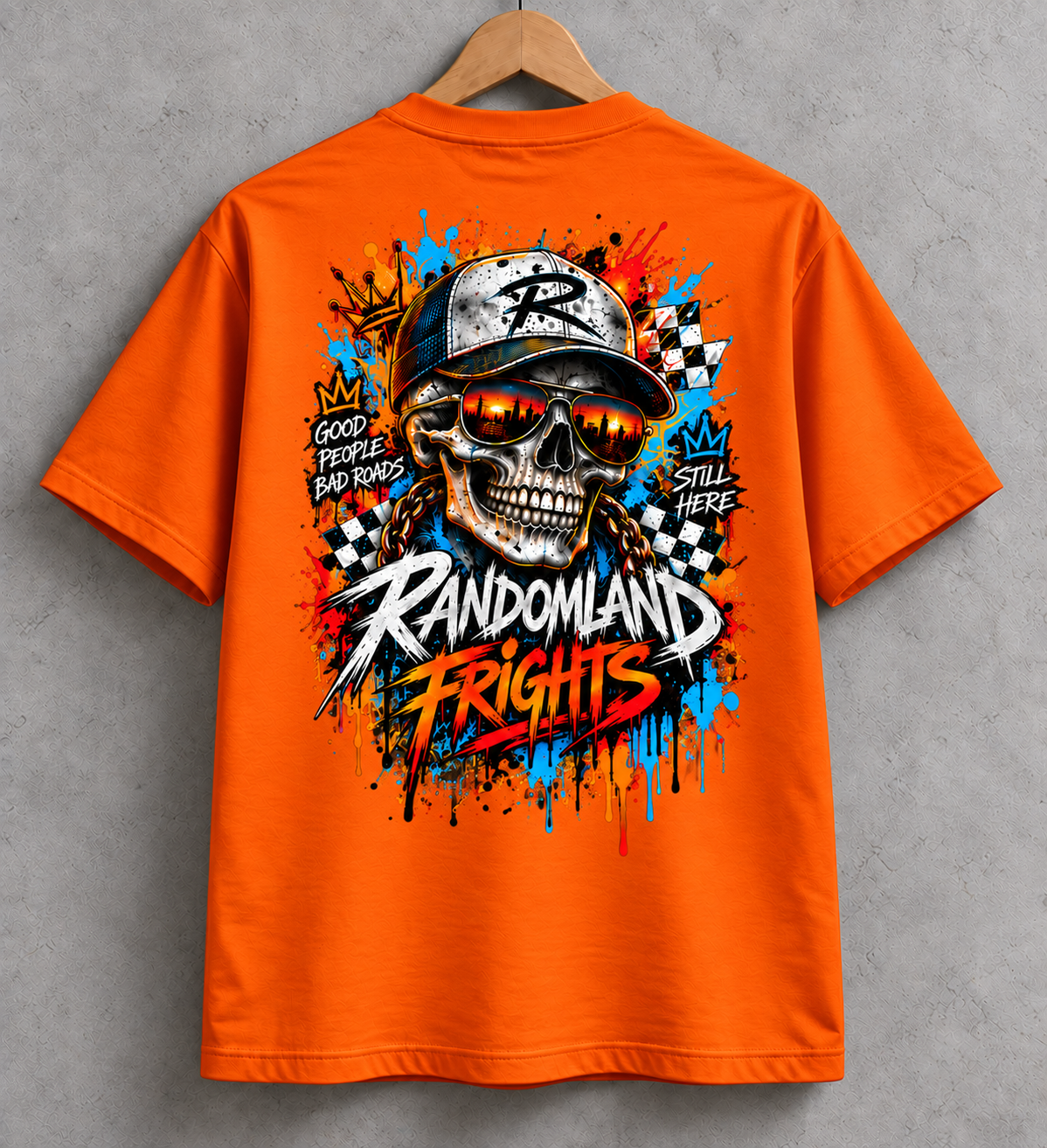 Bad Roads Skull Racing Graphic Tee – Bold Streetwear T-Shirt