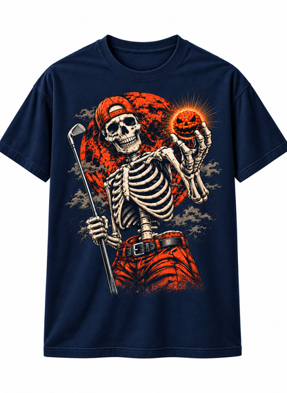 Skeleton Golfer Halloween T-Shirt – Spooky Vintage Golf Tee